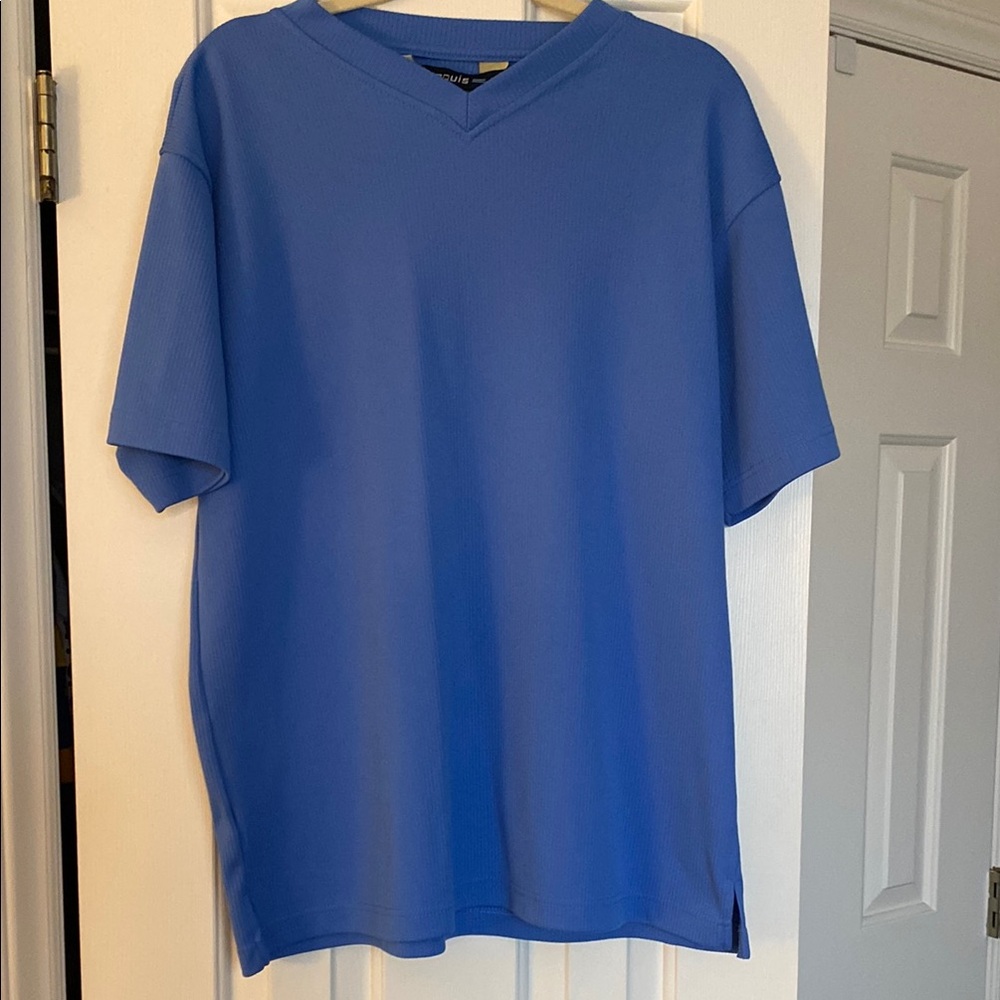 Blue V-Neck Short Sleeve Shirt